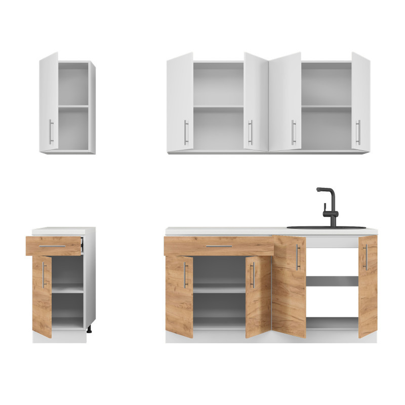 Кухня модульна Эверест Оптима набор №3 Нимфея альба+Дуб крафт золотой 2,6 м (без столешницы) (DTM-5701) Львов - изображение 3