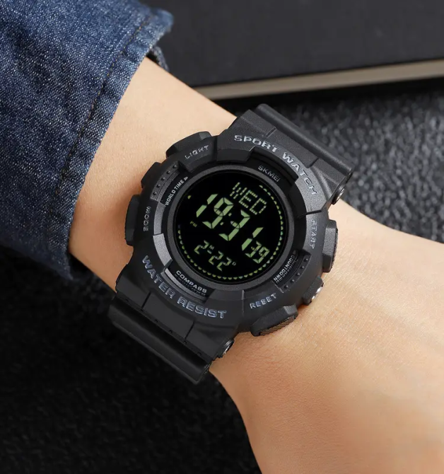 Часы мужские спортивные Skmei 2077 с компасом (Черные) Винница - изображение 7