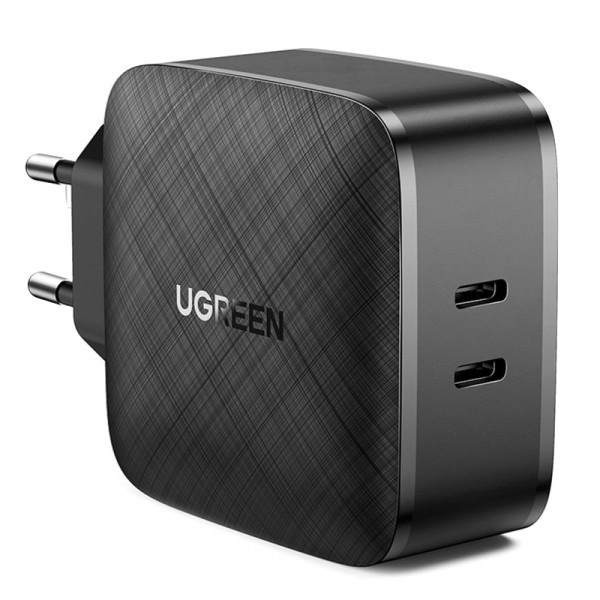 Зарядний пристрій 2xUSB 66W GAN PD (2xType-C) CD216 Ugreen PD Fast Charger Чорний (70867) Київ - фото 1