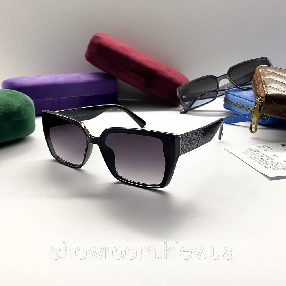 Жіночі брендові сонцезахисні окуляри GG (39160) black Київ - фото 2