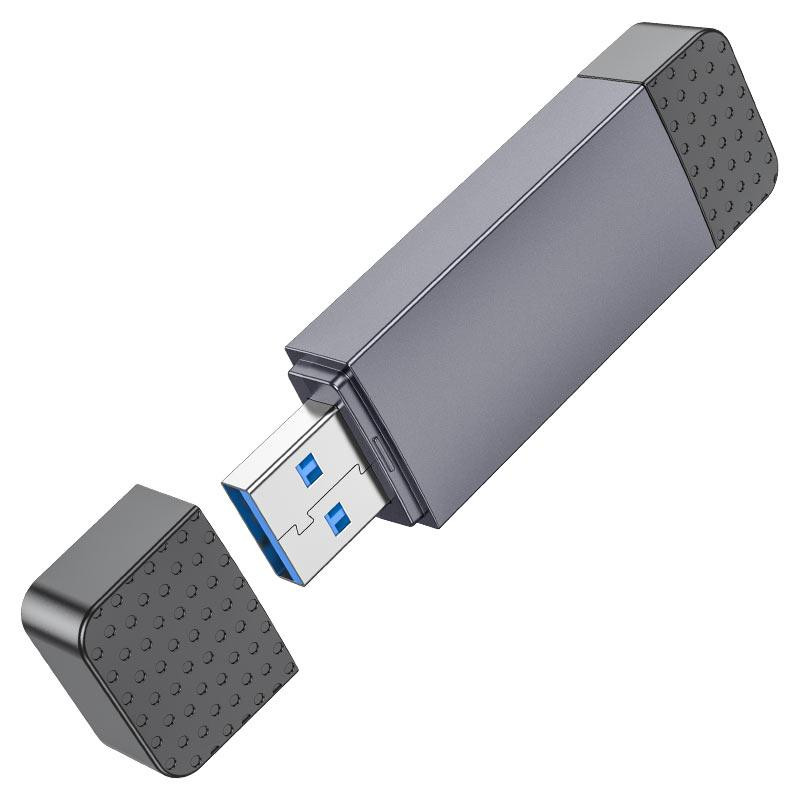 Кардрідер HOCO HB45 Spirit 2-in-1 USB/Type-C 3.0 card reader Metal gray Одесса - изображение 3