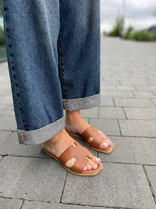 Mermaid Шльопанці жіночі з натуральної шкіри на плоскій підошві коричневі Mermaid 2401 р. 36-40 Коломия - фото 7