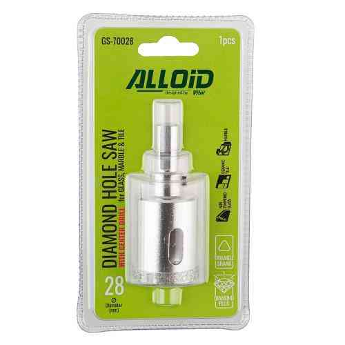 Свердло корончате алмазне по склу та кераміці 28мм з центрувальним свердлом Alloid Одеса