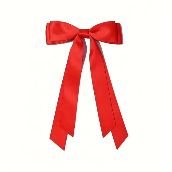 Набор заколок-бантов для волос 4 шт – большие атласные банты на металлической заколке-автомат, 21×12 см Киев