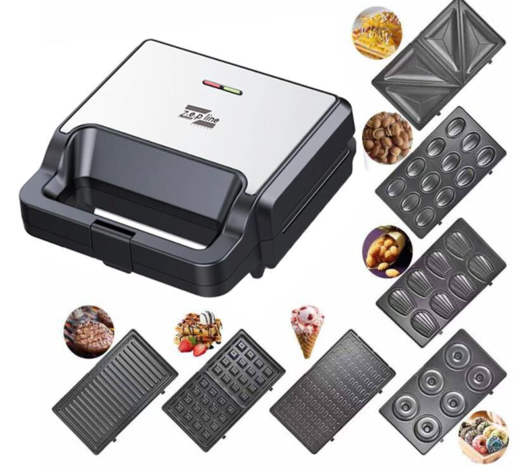 Вафельница сэндвичница 7в1 Zepline ZP-806 Мультимейкер 2200 Вт со сменными антипригарными пластинами Одесса - изображение 4