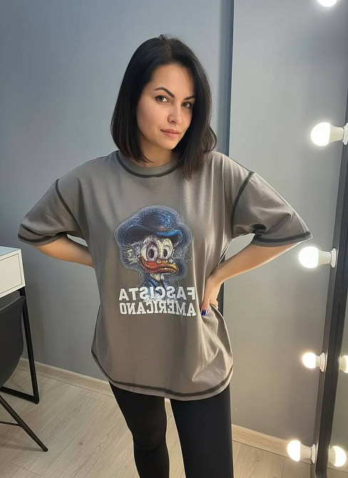 Футболка женская Lady Yep 0125 оверсайз с принтом one size шоколад, шоколад, one size Киев - изображение 11