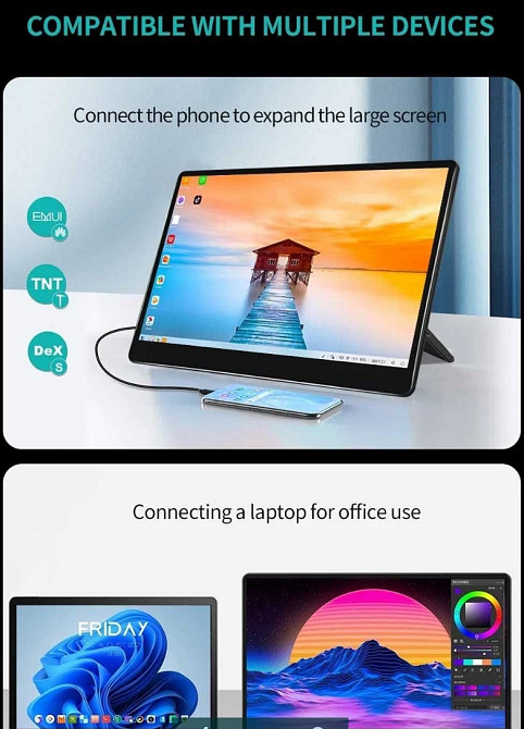 Монитор Портативный Сенсорный ( 4К 3840*2160р ) sRGB 100% IPS 15.6