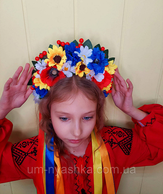 Віночок ободок з квітами "Сценічний зі стрічками" Кривий Ріг - фото 3