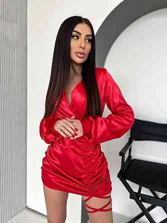 Жіноча романтична мініплаття костюмний атлас Червоний, 44/46 Одеса