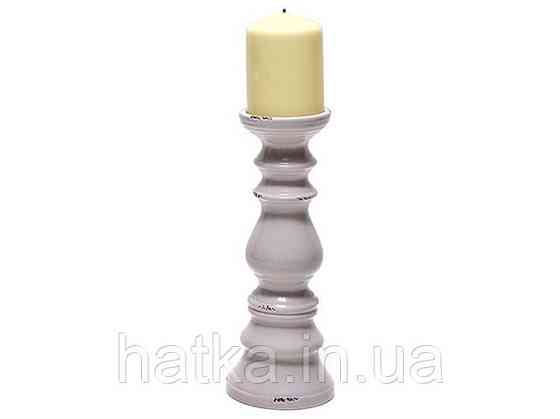 Підсвічник керамічний високий BonaDi 10.8х10.8х29.5 см 794-C14 сірий пудровий Київ