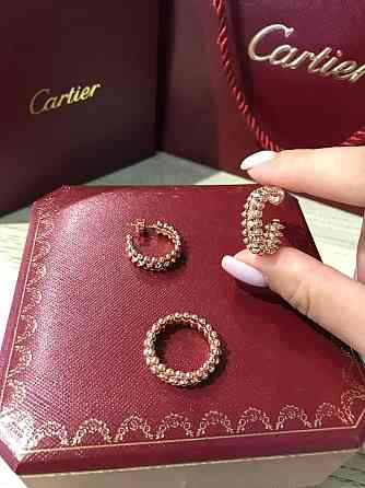 Cartier сережки зубчики лимонне золото / Cartier кільце зубчики лимонне золото / Комплектом або окремо Одеса