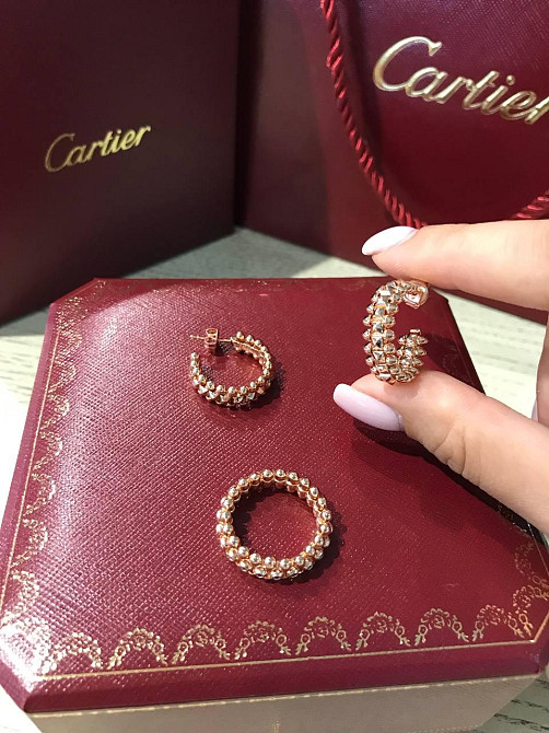 Cartier сережки зубчики лимонне золото / Cartier кільце зубчики лимонне золото / Комплектом або окремо Одеса - фото 3
