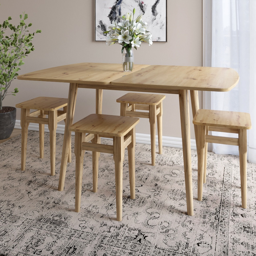 Дерев'яний розкладний обідній стіл LION Маямі-3 Дуб артизан 90х60/90х120 (LION-041267) ТОП Львів - фото 1