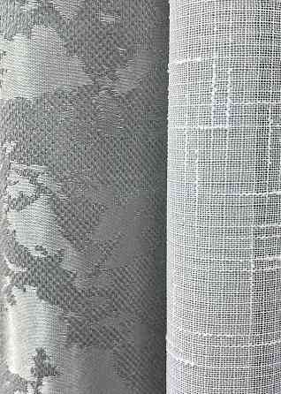 Комплект штор VR-Textil Льон Мармур 200х270 2шт і Тюль 600х270 1911ш-115т Світло-сірий з білим 71-131/7 Київ