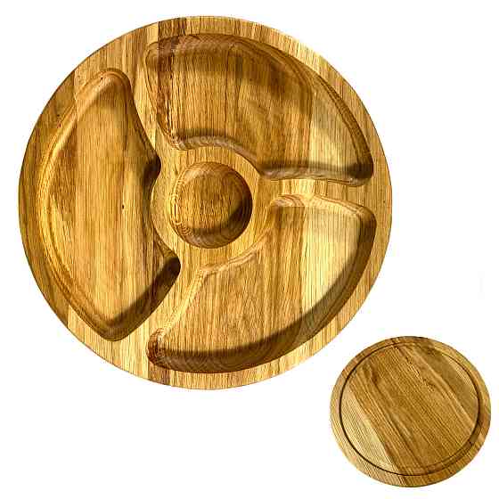 Деревʼяна тарілка з натурального дерева діаметр 25 см, висота 2 см, тарілка для закусок Кам'янець-Подільський