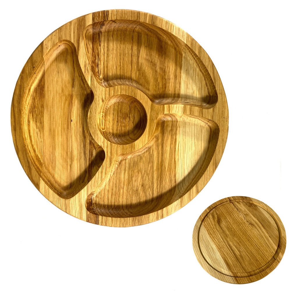 Деревʼяна тарілка з натурального дерева діаметр 25 см, висота 2 см, тарілка для закусок Кам'янець-Подільський - фото 1