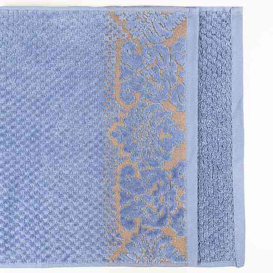 Банное махровое полотенце 70x140см Damask Премиум качества Жаккардовое с велюром 550г/м2 (Синий) Сумы