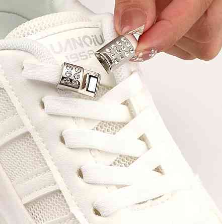 Шнурки эластичные без завязок с магнитной застежкой со стразами Смела