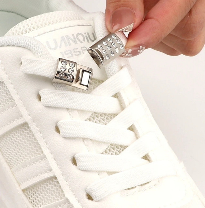 Шнурки эластичные без завязок с магнитной застежкой со стразами Смела - изображение 3