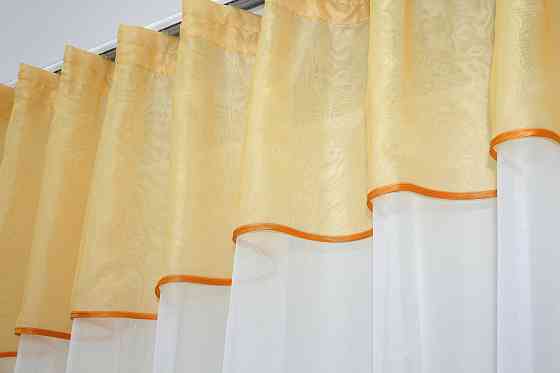 Кухонная занавеска VR-Textil № 047к янтарный с белым 280х170 см (50-094) Киев