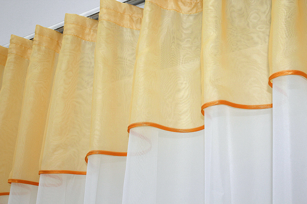 Кухонная занавеска VR-Textil № 047к янтарный с белым 280х170 см (50-094) Киев - изображение 3