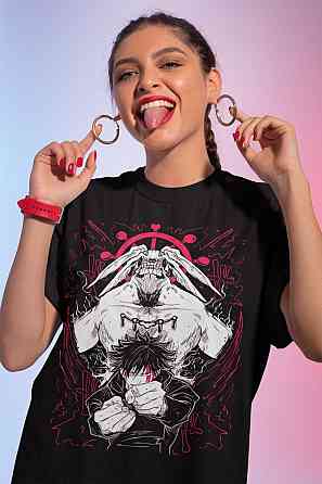 Футболка аниме Магическая битва оверсайз (S/M/L) Черний AnimeJ0119 Днепр