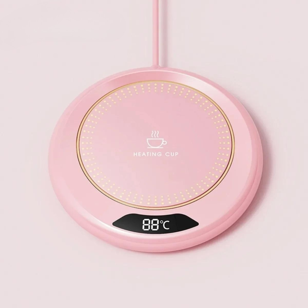 Підставка з підігрівом для напоїв, термонагрівач для чашки 20 Вт з USB-дротом і індикатором температури, рожевий Кам'янець-Подільський - фото 3