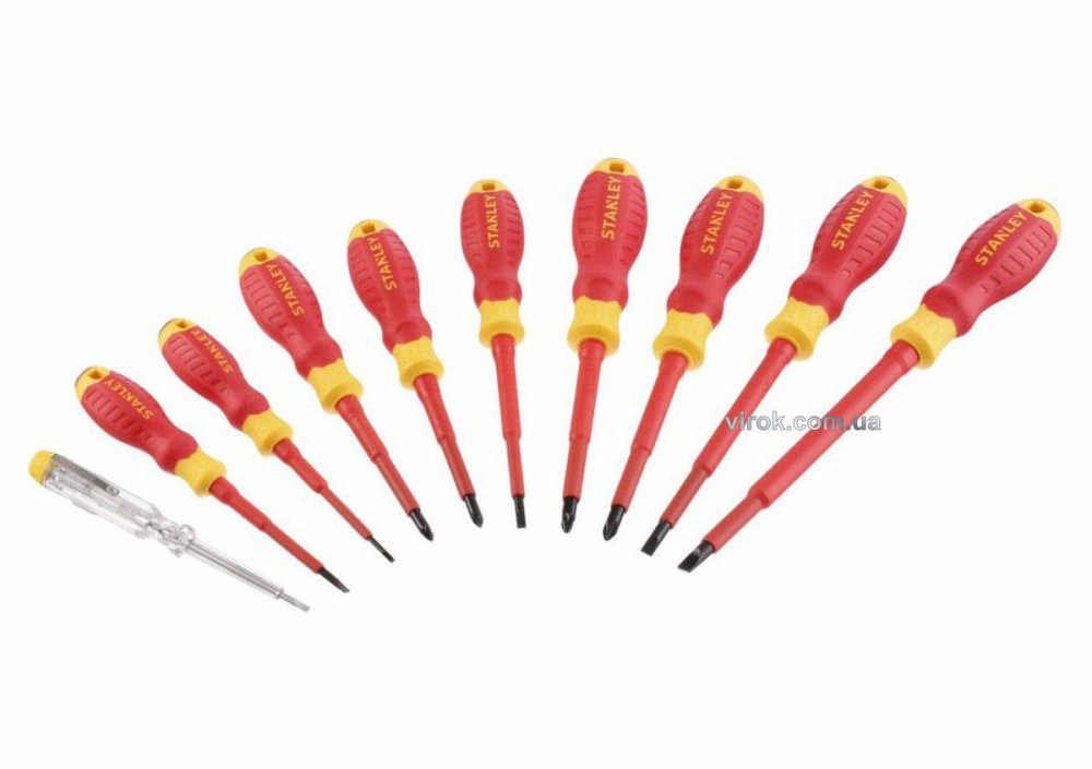 Набір викруток діелектричних STANLEY : індикатор, SL, PH, PZ, VDE до 1000 В, 10 шт Одеса - фото 1