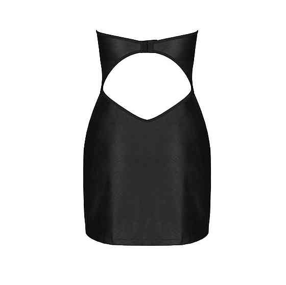 Мінісукня з екошкіри Passion CELINE CHEMISE black L/XL, шнурівка, трусики в комплекті Sex Aura Київ