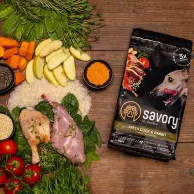 Сухой корм для собак Savory Adult All Breeds rich in Fresh Duck and Rabbit 3 кг (4820232630174) Винница