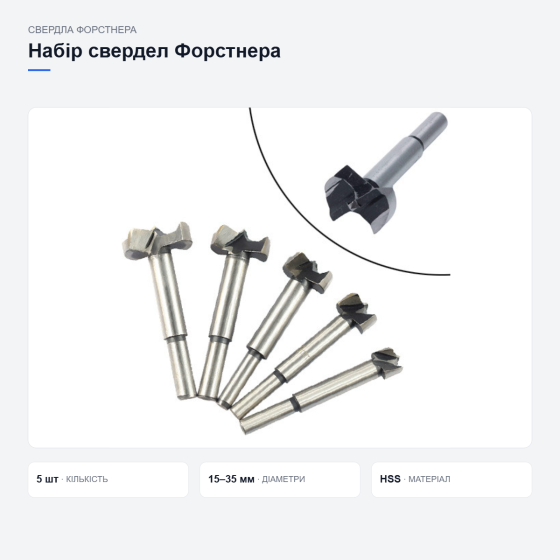 Набір свердел Форстнера по дереву Київ