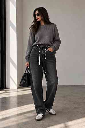 Джинсы женские Vanver 82216 baggy MOM бананы американки с поясом черные, черный, 27, 27, 76 см, 104 см Киев