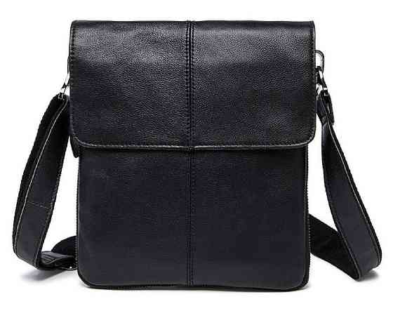 Кожаный мужской мессенджер Черный (Vintage) Киев