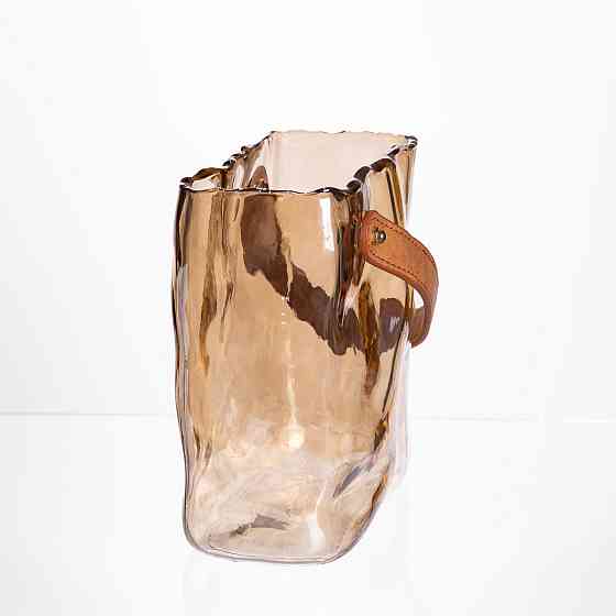 Скляна ваза сумочка з ручкою 16×8×18.5 (см) декоративна ваза для квітів 2 (л) Коричневий HP-19-156-1 Київ