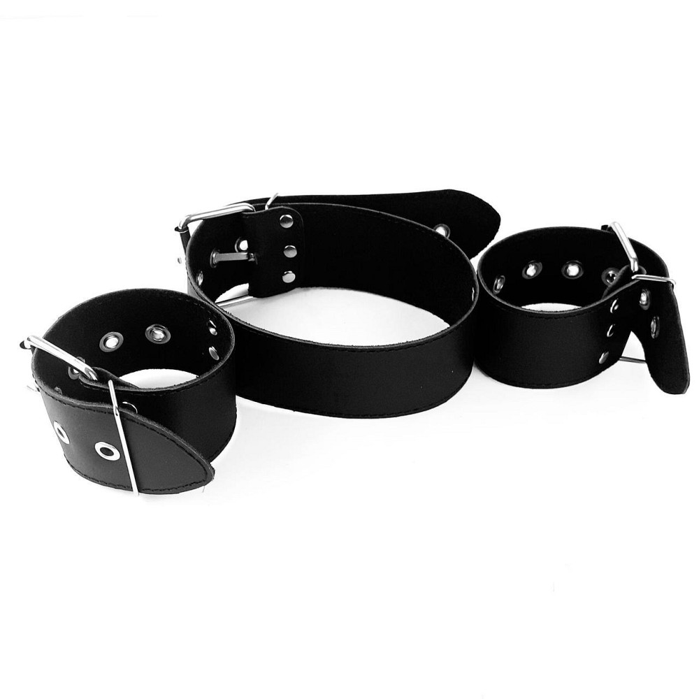 Нашийник з наручниками із натуральної шкіри Art of Sex - Bondage Collar with Handcuffs Sex Aura Київ - фото 5