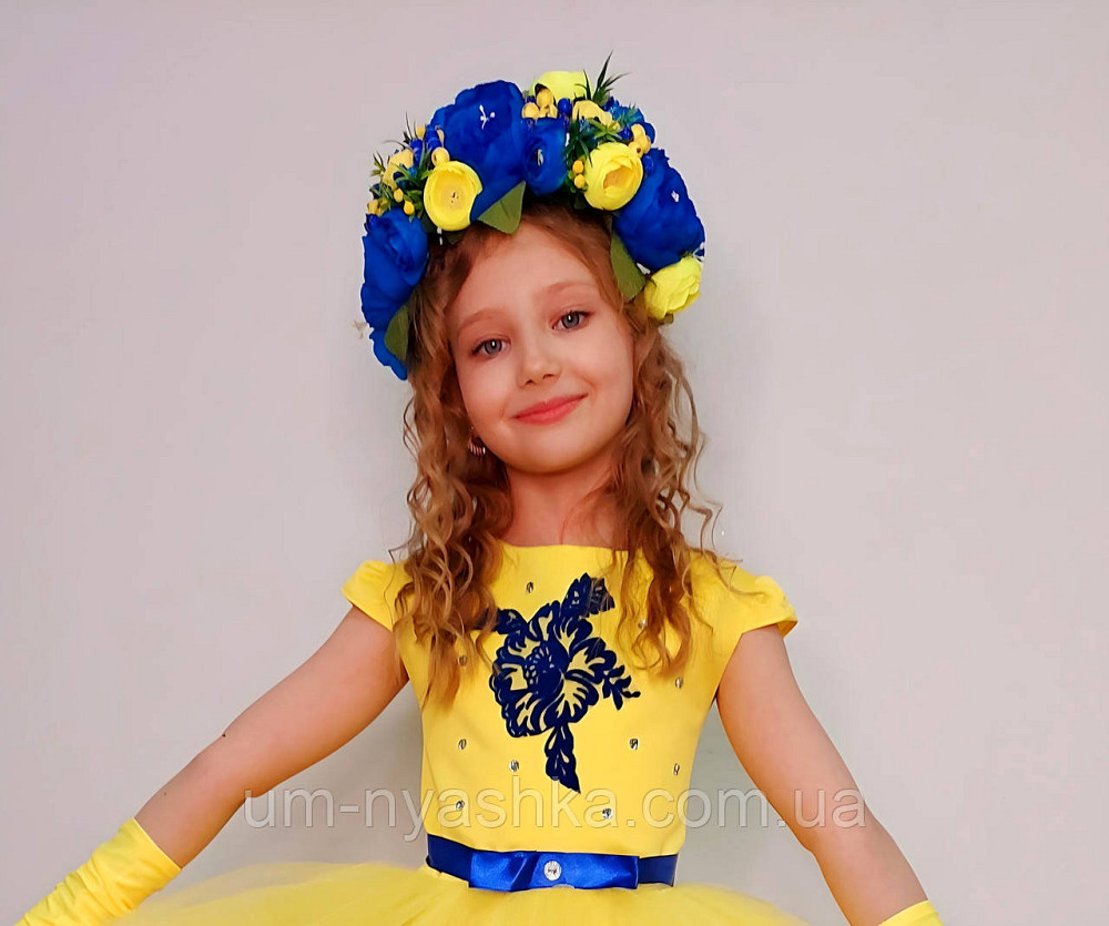 Ободок обруч з квітами "Піони великий жовто-синій" Кривий Ріг - фото 4