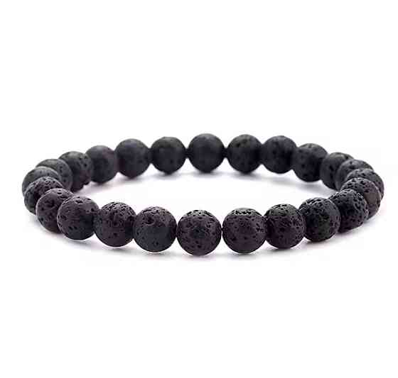 Браслет з вулканічної лави 8 мм на резинці, натуральний камінь, чоловічий браслет Київ