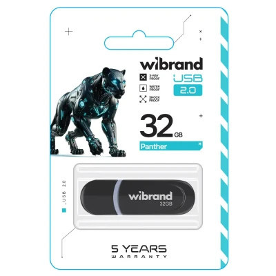 USB флеш накопитель Wibrand 32GB Panther Black USB 2.0 (WI2.0/PA32P2B) Винница - изображение 2