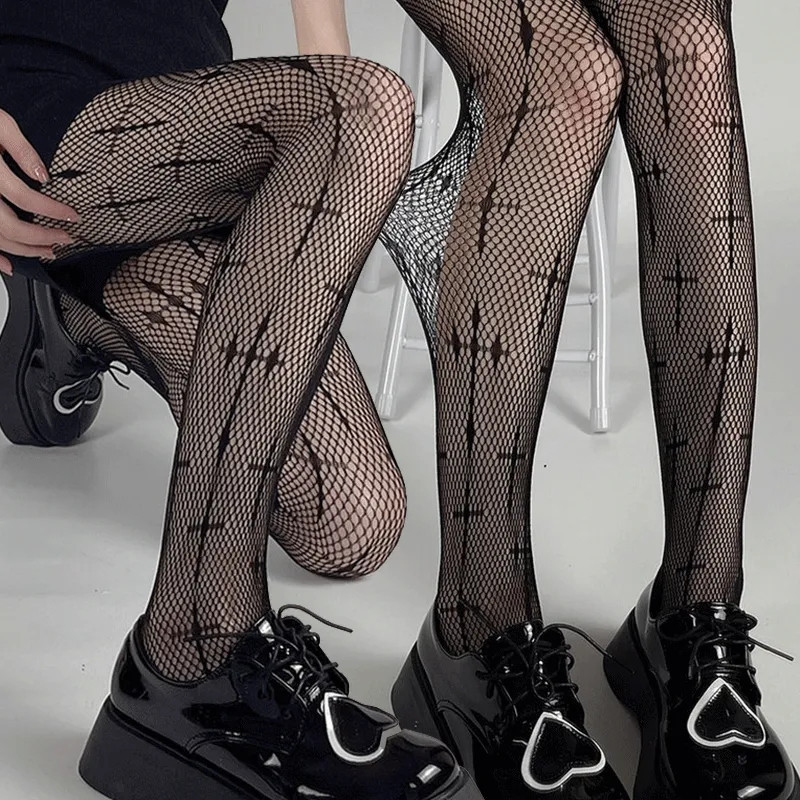 Колготки с крестами в сетку женские one size черный Киев - изображение 2