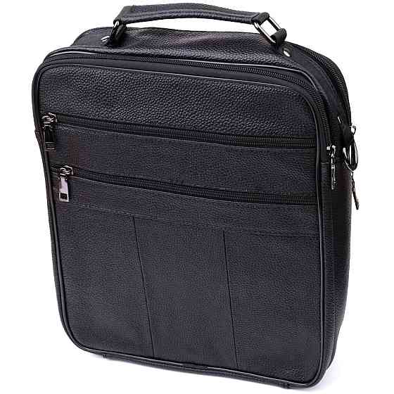 Сумка чоловіча з ручкою для перенесення в руці з натуральної шкіри Чорний (Vintage) Київ