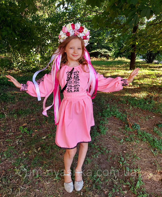 Рожева сукня-вишинка вишите плаття "Троянда-листочки" Кривий Ріг - фото 6