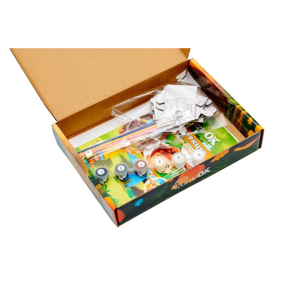 Деревʼяний пазл-розмальовка А5 "Корівка" Puz-22936 пензлик, фарби, клейка плівка Вінниця - фото 6