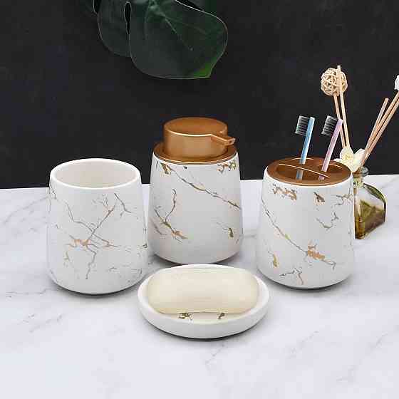 Керамический набор аксессуаров в ванную комнату из 4 предметов Bathlux,  Белый Каменец-Подольский