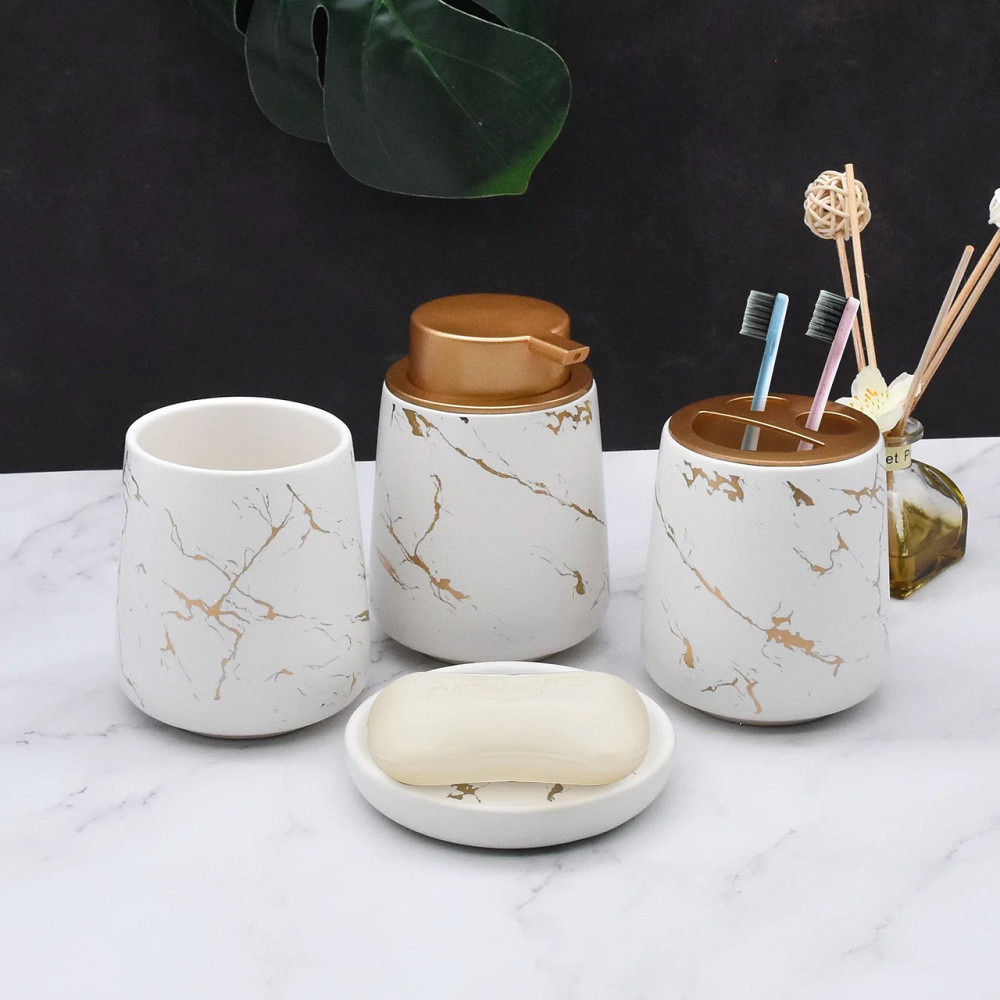 Керамический набор аксессуаров в ванную комнату из 4 предметов Bathlux,  Белый Каменец-Подольский - изображение 1