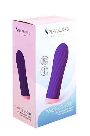 Вібропуля S Pleasures Bullets Twist & Shout Purple, фіолетова, ребриста поверхня, 10 режимів Sex Aura Київ