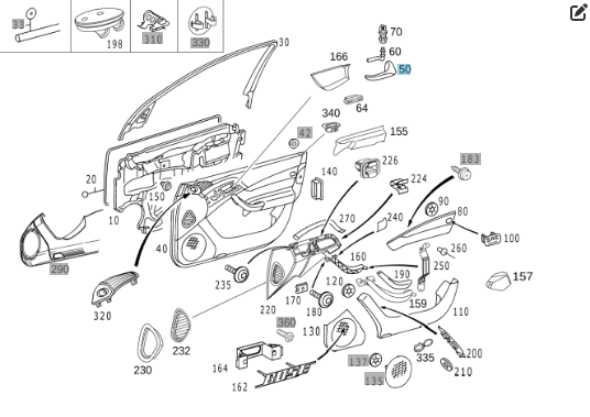 Mercedes-Benz  A2207660224 Внутрішня ручка відкриття правих дверей до рестайлінгу S-class short W220 S-class long V220 Одеса - фото 2