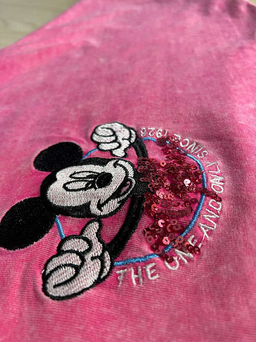 Футболка женская A-N 26030 вареная тай-дай оверсайз с вышивкой Mickey Mouse, розовый, one size Киев - изображение 12