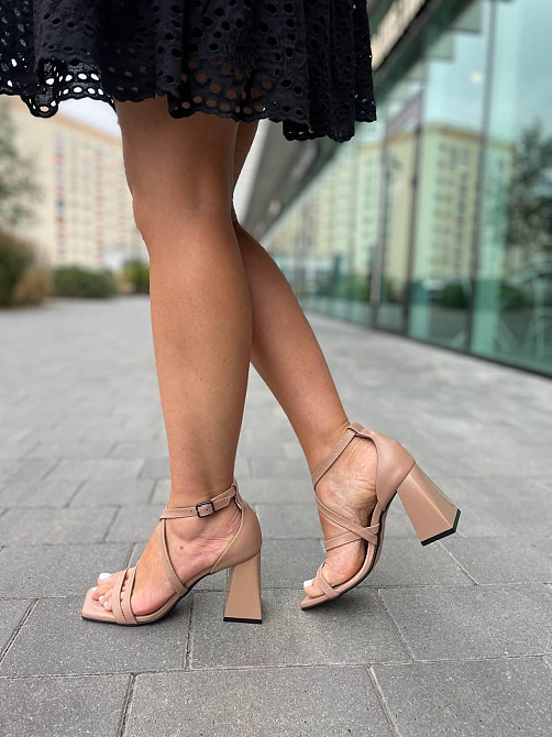 LIRIO Жіночі босоніжки шкіряні капучино, з квадратним носком на підборах LIRIO L0195 р. 35-40 Коломыя - изображение 3