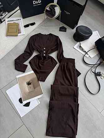 Женский базовый костюм двойка: боди и брюки из ангоры рубчик Одесса