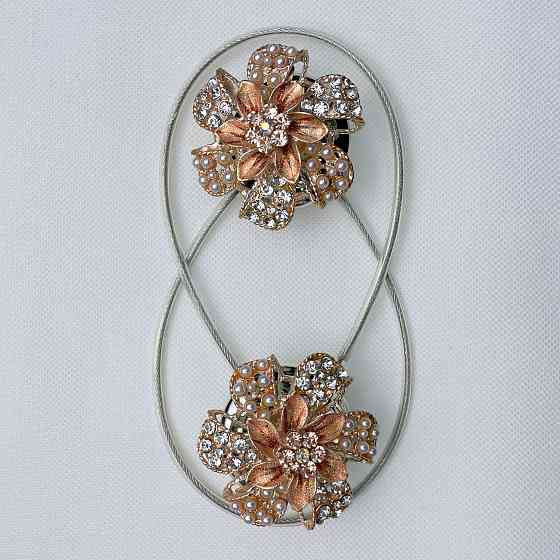 Магніти для штор та гардин "Flowers" набір 2 шт Персиковий (81-235) Київ